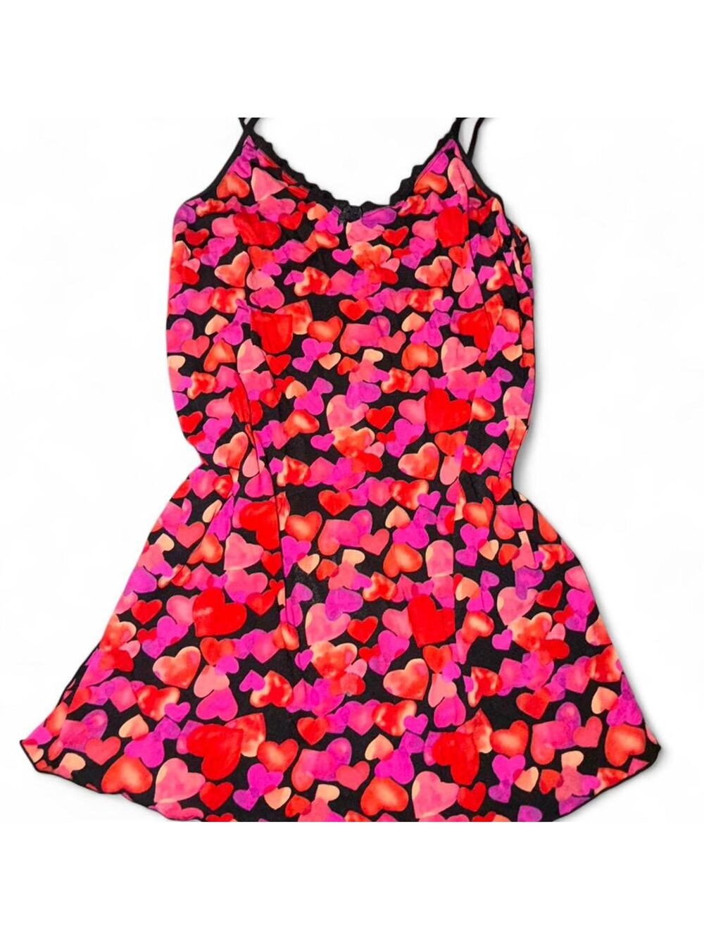 lace slip dress with heart pattern
